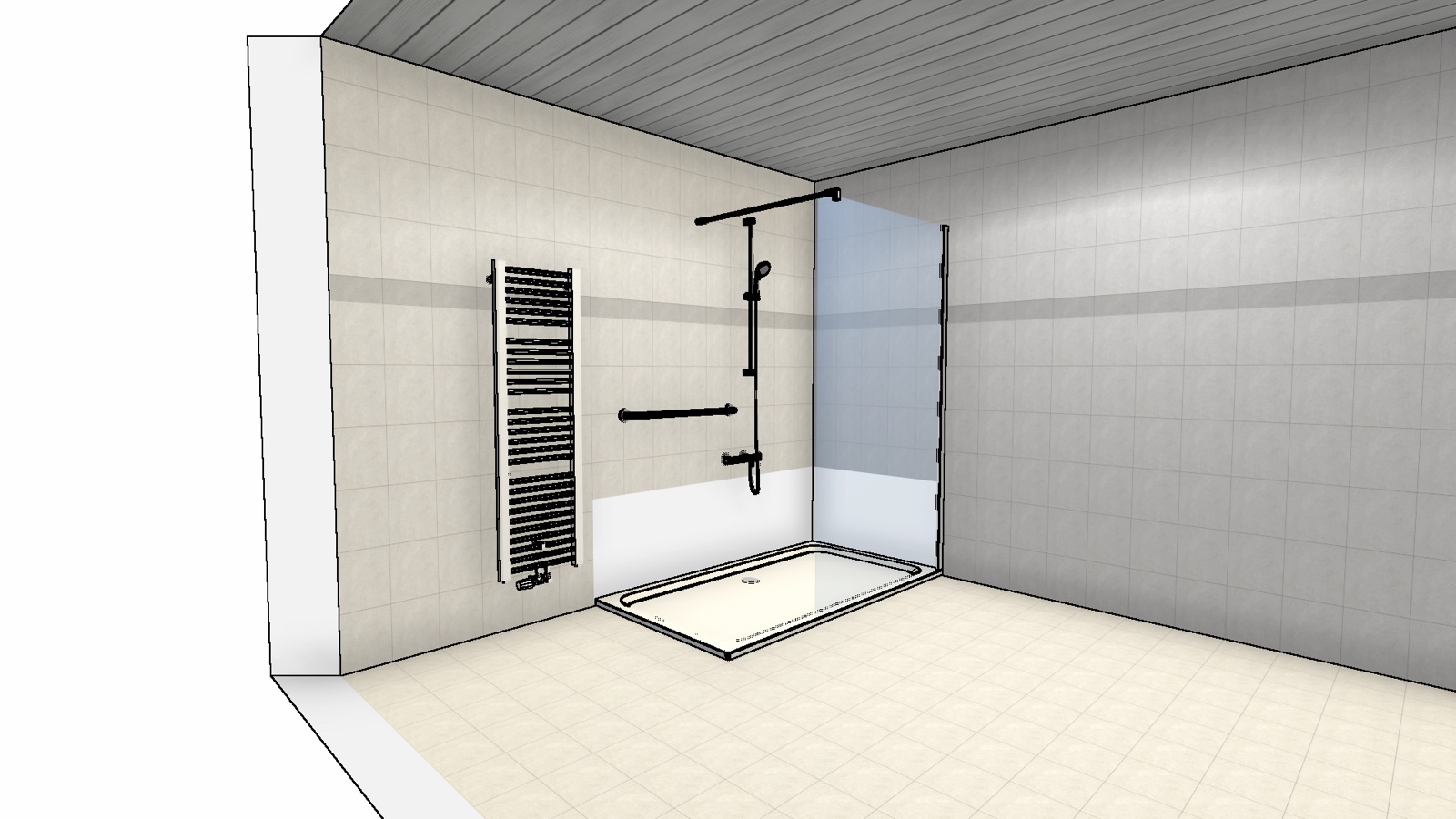 3D-Planung einer barrierearmen Dusche