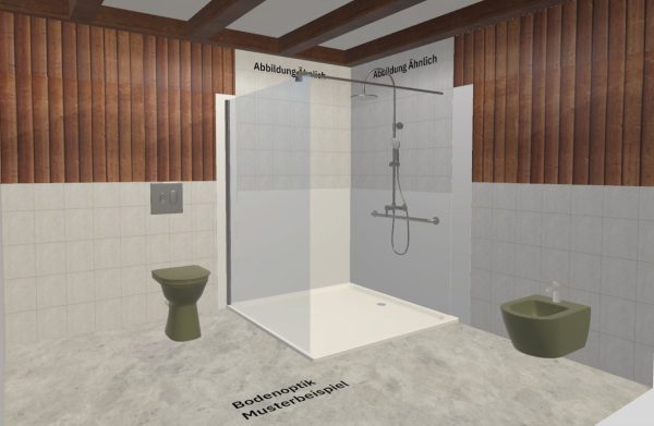 3D-Planung Wanne in kleinem Bad &rarr; großzügige Dusche